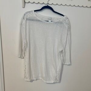 J. Jill Women's White Lace Detail Top XL